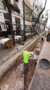 Restos de la muralla islámica de Balansiya en las obras de la calle de San Vicente